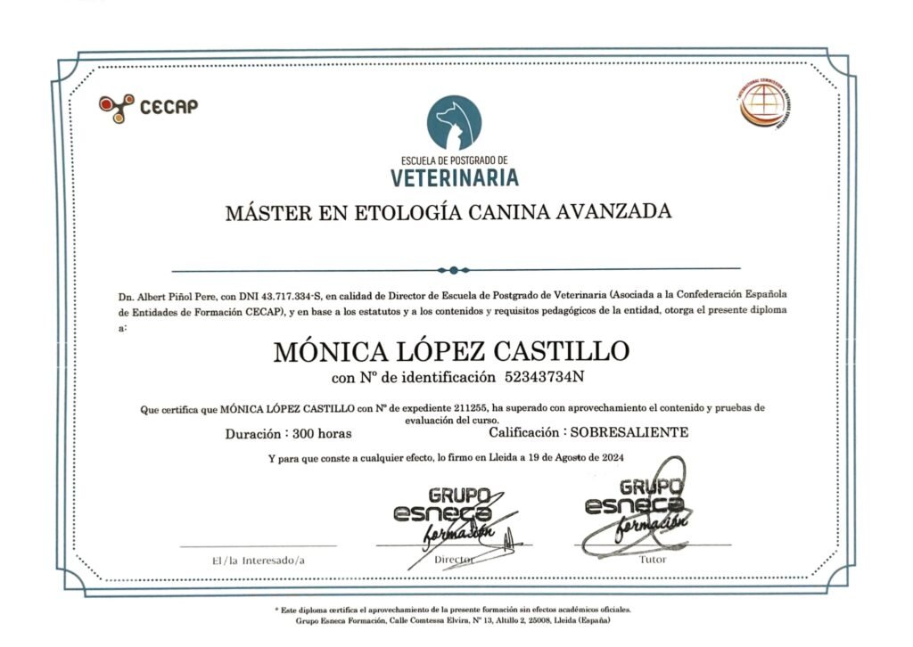 Etología canina avanzada
